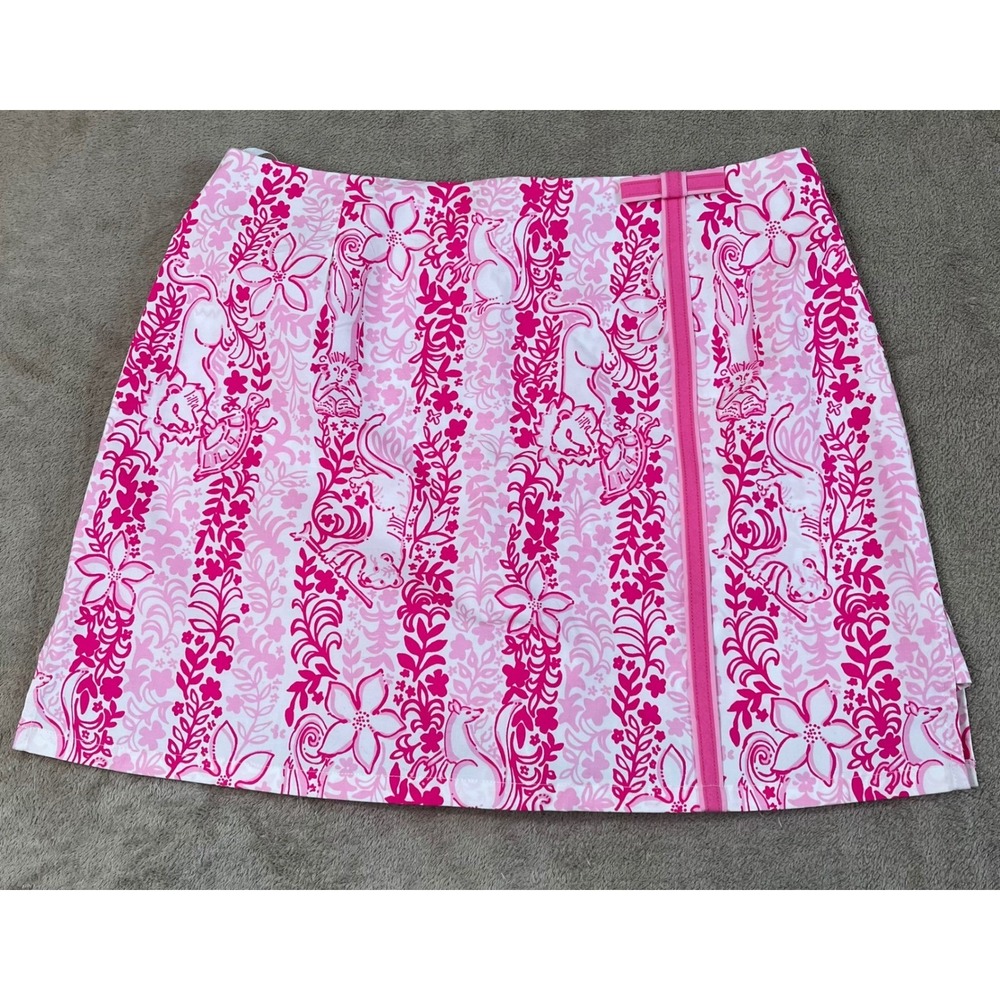 VTG Lilly Pulitzer Boardwalk Cafe Lined Mini Skirt Women's 6 Pink Cotton EUC